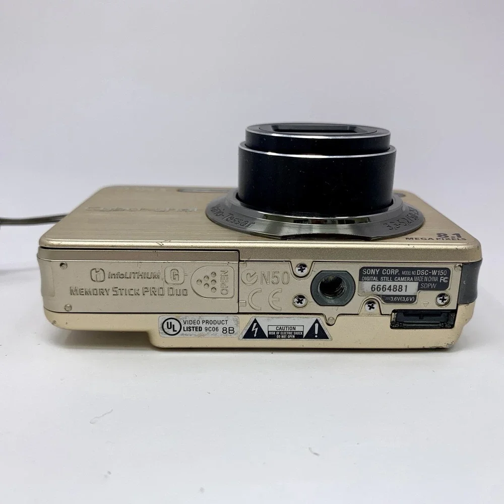 Sony CyberShot DSC-W150 Digital Camera Gold Color 8.1 MP w Battery, Charger